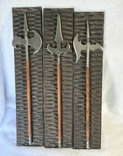 Mid-Century Toledo Spain Medieval Halberd Wall Plaques - Set of 3 Brutalist Wood picture