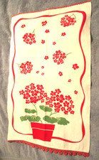 Vintage Martex Kitchen Towel - Linen blend - Red Geranium picture