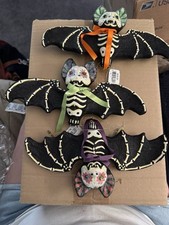 Katherine’s Collection - Halloween Glittered Skeleton Bat Ornaments -Set of 3 picture
