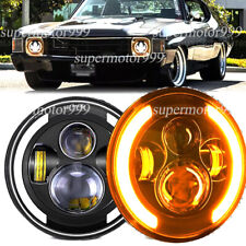 Pair HALO Fit Chevy Chevelle 1971 1972 1973 7INCH LED Headlights HI/LO Beam DRL picture