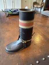 Vintage Gucci Equestrian Decorative Boot– Leather & Brass, Made in Chile, 1970s picture