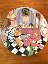 VTG Judy Miller Woman in Tub Decorative Pottery Plate 10 7/8
