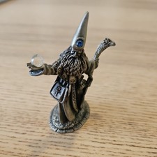 Vintage 1988 Hudson Fine Pewter #4673 Wizard Figurine with Gem. picture