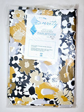 Vintage Surety Plastic Flannel Back Tablecloth 52x70 Floral Mid-Century Groovy picture