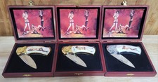 3 Vtg Pinup Girls Folding Pocket Knife Stainless Polished Blade Limited Edition picture