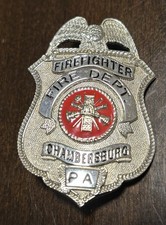Vintage Firefighter Chambersburg PA Fire Department Badge Smith Warren picture