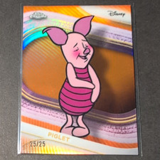Topps 2025 Chrome Disney PIGLET Orange Wave ReFractor #'d 25/25 *LAST Print Run picture