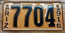 VERY BEAUTIFULLY RESTORED, FAIRLY RARE 1916 ARIZONA 4 DIGIT LICENSE PLATE, 7704 picture