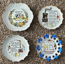  Lot of 4 Vintage Mid-Century Humorous & Kitsch Kitchen Wall Decor Plates picture