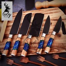 Set Knife Handmade Custom Damascus Steel Chef Kitchen Knives Forged Hand Blade picture