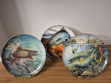 Vtg 1983 John Eggert Anglers Dream Collector Plates Lot 3 Bass Trout Salmon picture
