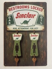 Sinclair Oil Corporation Restroom Sign - Vintage Key Fob Restrooms Locked picture