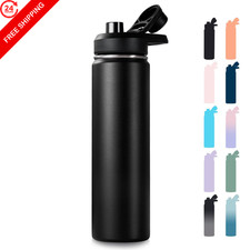 Fijinhom Insulated Water Bottle with Handle, 304 24 Ounces, 1 Lid - Black picture