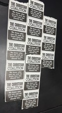 The Christian Coalition We Know Who You Are Parody Sticker Lot Strips Satire picture