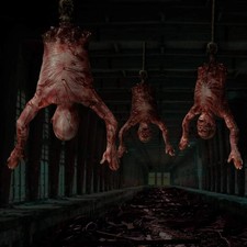 Hanging Torso Severed Skinned, Halloween Party Props Latex Limbless Hanging Half picture