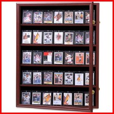 Temgee 35 Graded Sports Card wall-Mounted Display Case Shows, Mahogany picture