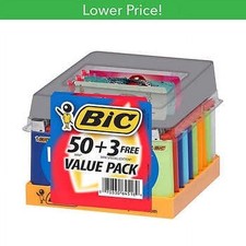 BIC BiG Size Lighters Assorted Colors 50 + 3 FREE Count Durable Child Resistant picture