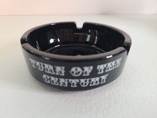 Turn of the Century Ashtray Denver Restaurant Lounge Nightclub Black Glass picture
