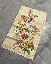Vintage Australian Wildflowers Linen/Cotton Tea Towel •• Hand Printed •• picture