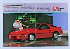 1988 Dodge Daytona Shelby Z Vintage Original Centerfold Print Ad 16 x 11