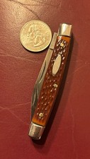 Vintage Sabre 649 Pocketknife Brown Plastic Handle 2 Steel Blades picture
