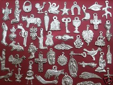 100 Milagro Charms Mexican Folk Art SILVER Exvoto Nicho Retablo picture