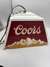Vintage 1985 Coors Beer Hanging Swag Lamp Mountain Bar Light Sign Tested Working picture