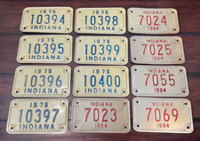 RARE LOT 12 NOS INDIANA MOTORCYCLE LICENSE PLATES 1975 1984 ORIGINAL CONSECUTIVE picture