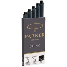 Parker Quink Black Ink Cartridge Refills For Fountain Pens Pack Of 5 picture
