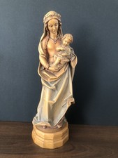 VTG HAND CARVED WOOD VIRGIN MARY INFANT JESUS STATUE W/GRAPES ANRI ITALY Elegant picture