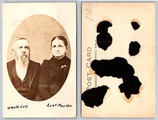 Vintage RPPC Uncle Joel Aunt Martha Portrait Real Photo Postcard c1910s Family picture