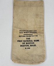 VTG First National Bank of Boston Canvas Deposit Bag K-150 Mid-Century Americana picture