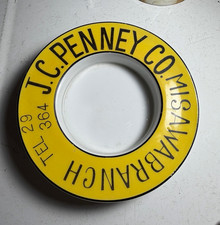 Scarce Vtg J.C. Penney Co. Mishawaka Branch TEL 29-364 Yellow Ceramic Ashtray picture