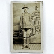 WWI Original Photo RPPC Identified US Marine Capitol Purple Heart KY c 1918 picture