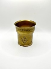 Antique WWl Brass/Metal Trench Art Hand Tooled Floral Motif Vase picture