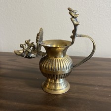 BEAUTIFUL ANTIQUE GANESH NAGAS BRASS OIL LAMP VASE SEKUNDA NEPALESE Hindu Tibet picture