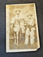Cowboy Studio 1919 RPPC Photo Wild West Men Gun Horse Hats Wooly Chaps picture
