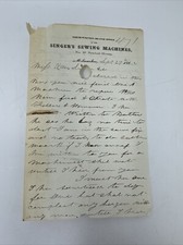 CIVIL WAR Era 1860's Singer Sewing Machine Letterhead Milwaukee Letter picture