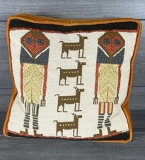 Vintage Folk Art Style Embroidered Accent Pillow picture
