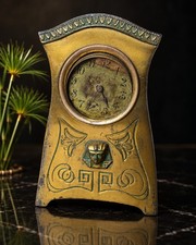 Antique Benedict Karnak Brass Egyptian Revival Clock #164 Parts Repair c1910 picture