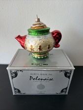 VTG LG KURT S ADLER POLONAISE MERCURY GLASS XMAS  ORNAMENT TEAPOT GINGERBREAD picture