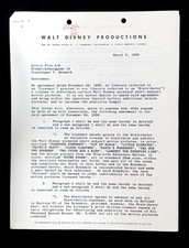 1960 Walt Disney Productions Signed Distribution Agreement Animated Shorts picture