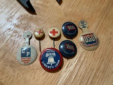 Vintage WWI Liberty Loan Pins Lot 7 Whitehead Hoag Red Cross Animate Toy Co USO picture