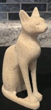 Unique Heavy Egyptian Statue BAST (CAT) Hand Carved Natural Marmar Stone Egypt  picture