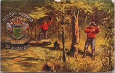 Vintage 1908 MODERN WOODMEN OF AMERICA Postcard Logging Scene / 1908 RPO Cancel picture