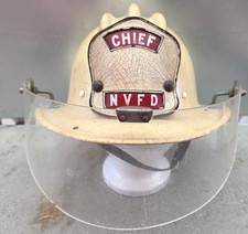 Vintage E.D. Bullard Leather Badge Chief NVFD Fire Dept Helmet USA Hard Boiled picture
