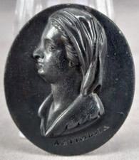 Wedgwood Artemesia / Artemisia Black Basalt Portrait Medallion Plaque C.1780-95 picture