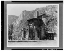 Photo:Yosemite Valley California 1930s Stone Lodge with Cliffs picture