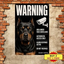 Rottweiler Guard Dog Portrait Security Warning Sign Poster Metal Wall Plaque picture