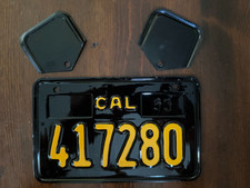 Vintage 1963 California Black & Yellow MOTORCYCLE License Plate  - 417280 picture